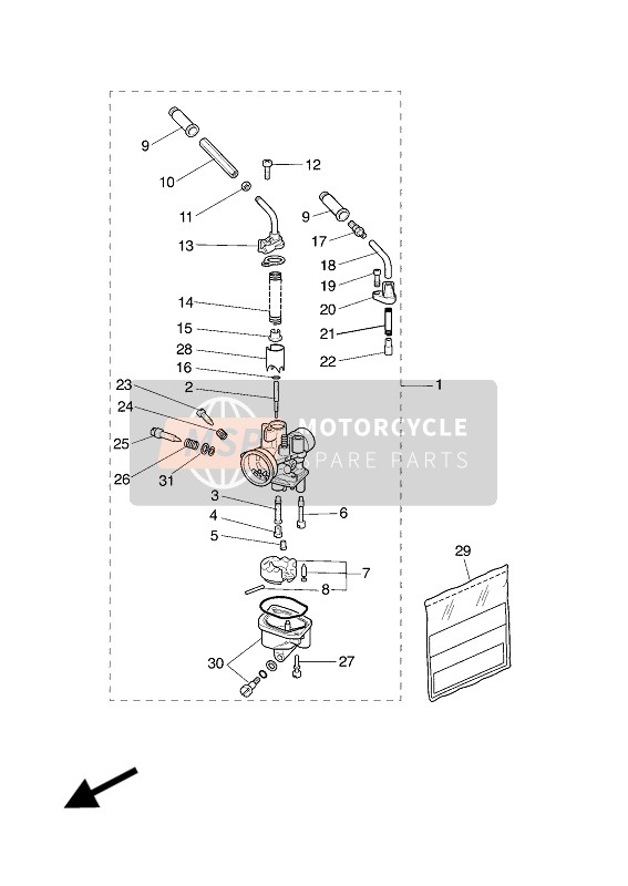 Yamaha YQ50L 2002 Carburettor (For 5PUD) for a 2002 Yamaha YQ50L